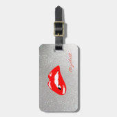 Moderne, stijlvolle afbeelding - rode lips, op maa bagagelabel (Voorkant verticaal)