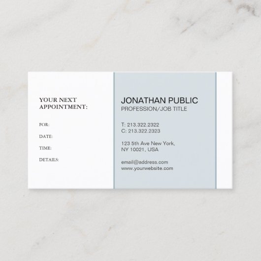 Moderne stijlvolle afspraakreminder Professional Afsprakenkaartje (Voorkant)