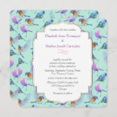 Moderne stijlvolle aquarel vogels bruiloft kaart (Voorkant / Achterkant)