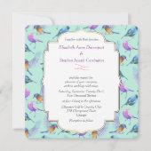 Moderne stijlvolle aquarel vogels bruiloft kaart (Voorkant)