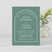 Moderne, stijlvolle Arch Eucalyptus Green Wedding Kaart (Staand voorkant)