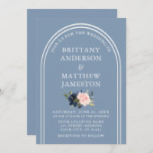 Moderne, stijlvolle Arch Wedding Dusty Blue Pink F Kaart (Voorkant / Achterkant)