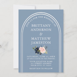 Moderne, stijlvolle Arch Wedding Dusty Blue Pink F Kaart