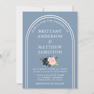 Moderne, stijlvolle Arch Wedding Dusty Blue Pink F Kaart