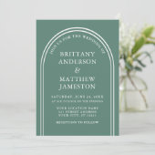 Moderne, stijlvolle Arch Wedding Eucalyptus Green  Kaart (Staand voorkant)