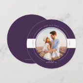 Moderne Stijlvolle Aubergine Paarse Save the Date (Voorkant / Achterkant)