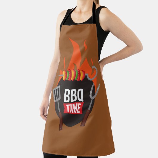 Moderne, stijlvolle BBQ Time grill-kok cool bruin Schort (Insitu)