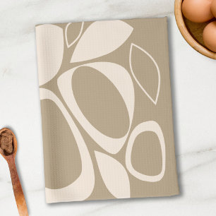 Moderne Stijlvolle Beige Crème Abstract Patroon Theedoek