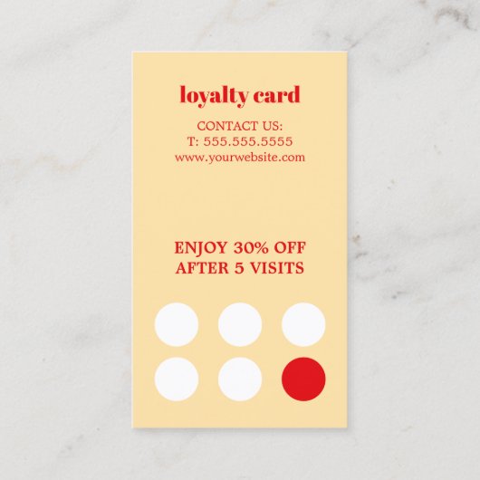 Moderne Stijlvolle Beige Red Bold Hair Salon Klantenkaartje (Achterkant)