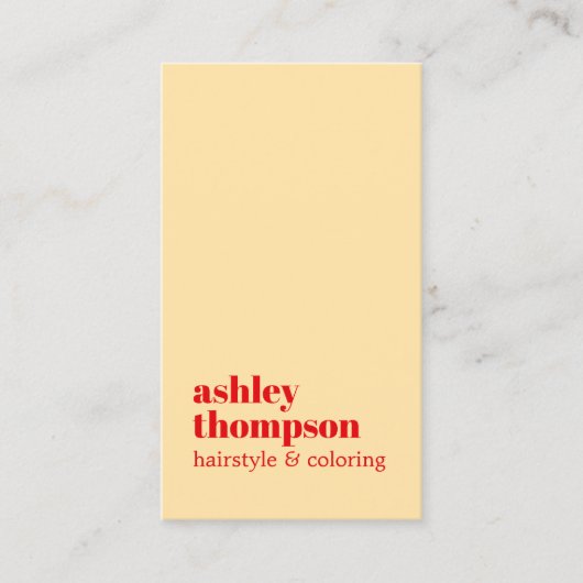 Moderne Stijlvolle Beige Red Bold Hair Salon Klantenkaartje (Voorkant)
