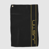 Moderne stijlvolle bewerkbare gouden tekst & lijns golfhanddoek (Voorkant)