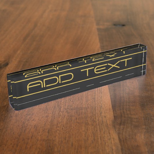 Moderne stijlvolle bewerkbare gouden tekst & lijns naambordje (Zijkant)