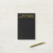 Moderne stijlvolle bewerkbare gouden tekst & lijns post-it® notes (Op bureau)