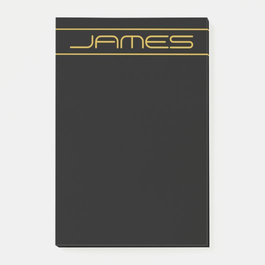 Moderne stijlvolle bewerkbare gouden tekst & lijns post-it® notes (Voorkant)