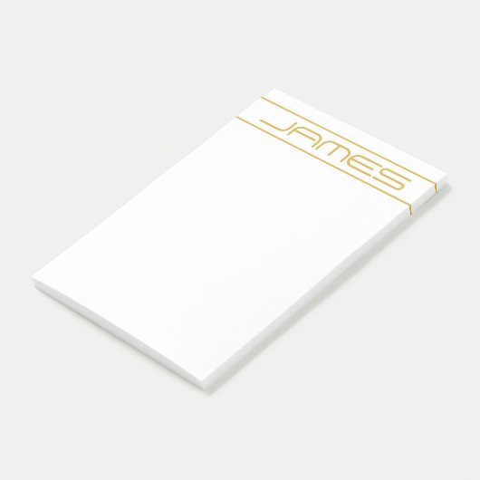 Moderne stijlvolle bewerkbare gouden tekst & lijns post-it® notes (Schuin)