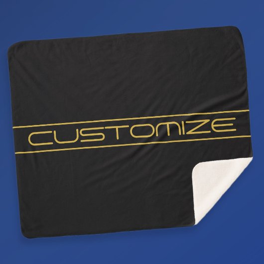 Moderne stijlvolle bewerkbare gouden tekst & lijns sherpa deken