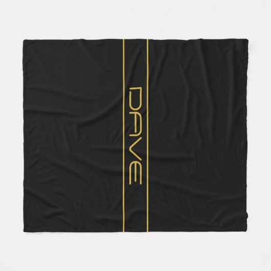 Moderne stijlvolle bewerkbare gouden tekst & strep fleece deken (Voorkant (Horizontaal))