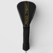 Moderne stijlvolle bewerkbare gouden tekst & strep golfheadcover (Voorkant)