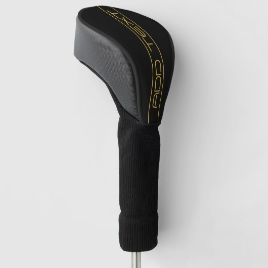 Moderne stijlvolle bewerkbare gouden tekst & strep golfheadcover (Schuin)