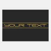 Moderne stijlvolle bewerkbare gouden tekst & strep inpakpapier vel (Voorkant)