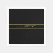 Moderne stijlvolle bewerkbare gouden tekst & strep servet (Voorkant)