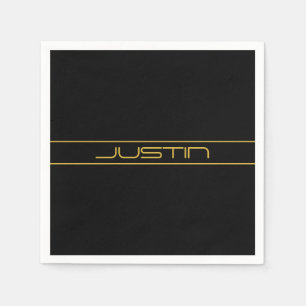 Moderne stijlvolle bewerkbare gouden tekst & strep servet