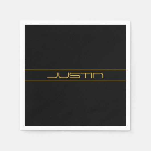 Moderne stijlvolle bewerkbare gouden tekst & strep servet (Voorkant)