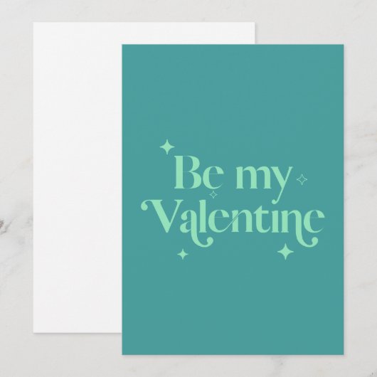 Moderne stijlvolle blauw groen Happy Valentijnse Feestdagenkaart (Voorkant / Achterkant)