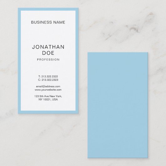 Moderne, stijlvolle, blauwe, eenvoudige, professio visitekaartje (Voorkant / Achterkant)