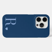 moderne stijlvolle blauwe monogram initiaal Case-Mate iPhone case (Achterkant (horizontaal))