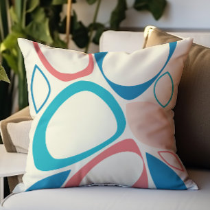 Moderne stijlvolle blauwe perzik turquoise abstrac kussen