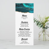 Moderne stijlvolle Blauwgroen Agaat & Gouden Lint Kaart (Staand voorkant)