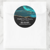 Moderne stijlvolle Blauwgroen agaat & gouden lint  Ronde Sticker (Tas)