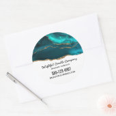 Moderne stijlvolle Blauwgroen agaat & gouden lint  Ronde Sticker (Envelop)