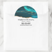 Moderne stijlvolle Blauwgroen agaat & gouden lint  Ronde Sticker (Tas)