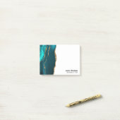 Moderne Stijlvolle Blauwgroen Agaat & Gouden Lintb Post-it® Notes (Op bureau)