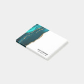 Moderne Stijlvolle Blauwgroen Agaat & Gouden Lintb Post-it® Notes (Schuin)