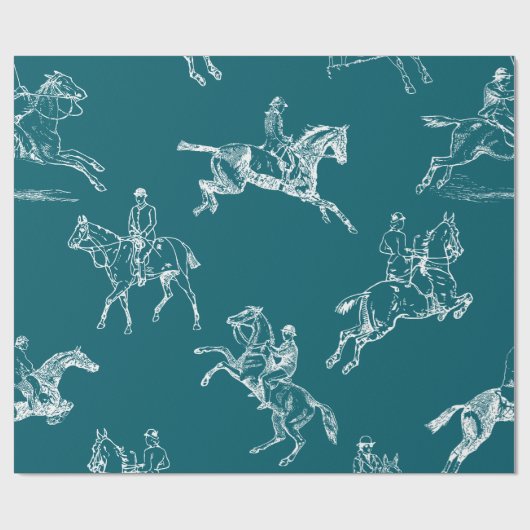 Moderne stijlvolle Blauwgroen Blue Horseback Ridin Cadeaupapier (Vlak)