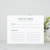 Moderne stijlvolle Blauwgroen Cook Eat Repeat Rece (Staand voorkant)
