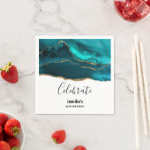 Moderne Stijlvolle Blauwgroen & Gouden Agaat op Wi Servet (Insitu)