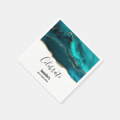 Moderne Stijlvolle Blauwgroen & Gouden Agaat op Wi Servet (Hoek)