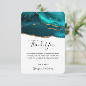 Moderne stijlvolle Blauwgroen gouden & witte agaat Bedankkaart (Staand voorkant)