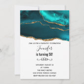 Moderne stijlvolle Blauwgroen gouden & witte agaat Kaart (Voorkant)