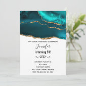 Moderne stijlvolle Blauwgroen gouden & witte agaat Kaart (Staand voorkant)