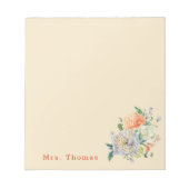 Moderne Stijlvolle Bloemen Leraar Waardering Notitieblok (Voorkant)