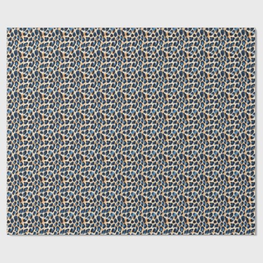 Moderne stijlvolle Blue Leopard Pattern Waterverf Cadeaupapier (Vlak)