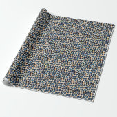 Moderne stijlvolle Blue Leopard Pattern Waterverf Cadeaupapier (Uitgerold)