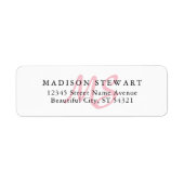Moderne, stijlvolle Blush Pink Brush Monogram Etiket (Voorkant)