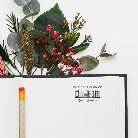 Moderne stijlvolle boeken Aangepaste naam biblioth Zelfinktende Stempel