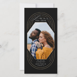 Moderne Stijlvolle Boho Goud Zwart Save The Date F